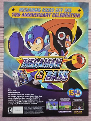 Megaman & Bass Nintendo GameBoy Advance GBA SNES Promo Ad Art
