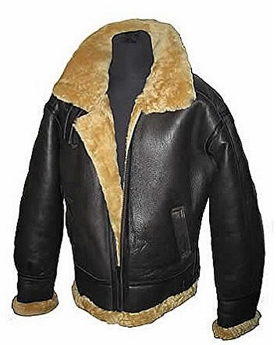 Men's Aviator RAF B3 Ginger Shearling Sheepskin Leather Bomber Flying Jacket - 第 1/3 張圖片