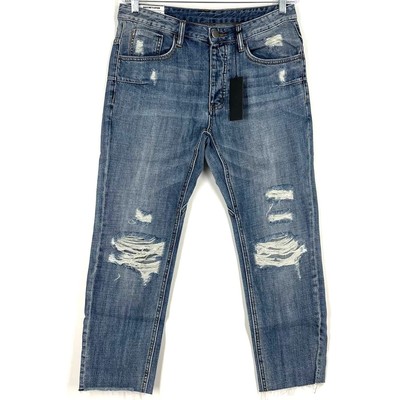 One Teaspoon Mr Whites Denim Jeans Blue Suede Men's 32R NWT Crop 