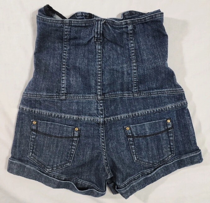 Venus Womens Size 2 High Blue Waist Dark Wash Jeans Short Shorts Button Fly Euro image 3