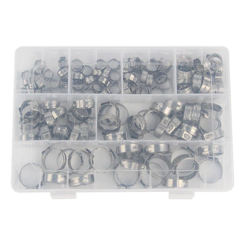 140tlg 1 Ohr Schlauchschellen Edelstahl Sortiment Schlauchklemmen Zange Set - Bild 2 von 16