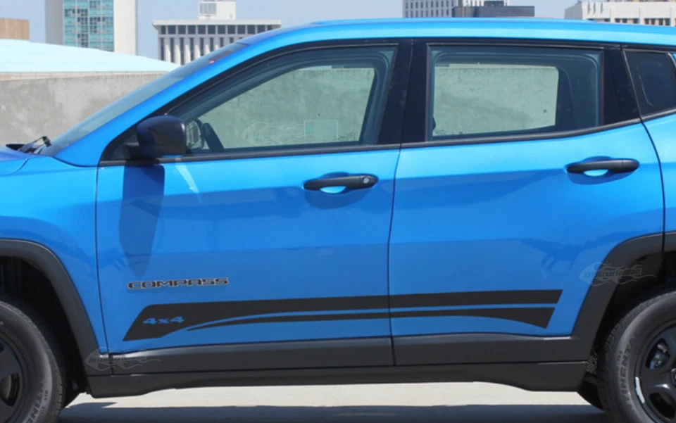 x2 Course Side Stripe Vinyl Decals Fits Jeep Compass 2017-2025 — 第 2/4 张图片