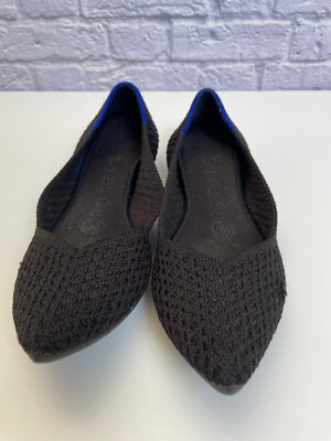Rothys Womens Pointed Toe Flat Shoes Washable Size Black Slip