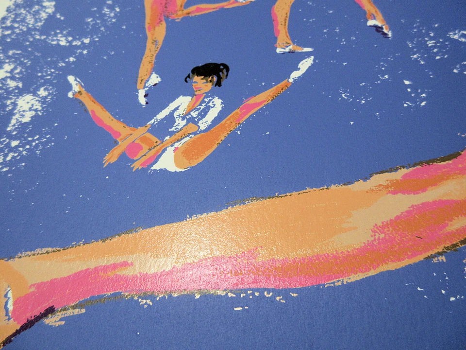 Serigrafía Original Leroy NEIMAN Olimpiadas Gimnasta Nadia 1976 30-1/2 x 17 Foto 2 de 3