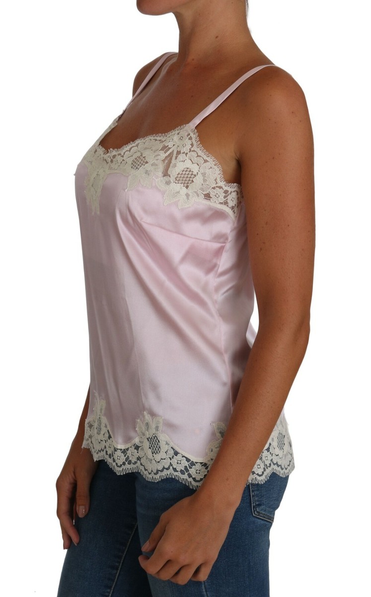 DOLCE & GABBANA Pink Silk Stretch Lace Top Lingerie Cami s