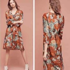 Hemnat and Nanzita  Ruffle Floral  Boho Midi Dress EUC small