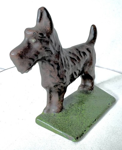 Vintage Scotty Dog Gusseisen Vernois Bookend Türstop emaillierte Porzellanoberfläche