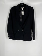 NWT H  M women's long sleeve double breasted blazer/jacket size 2 black career