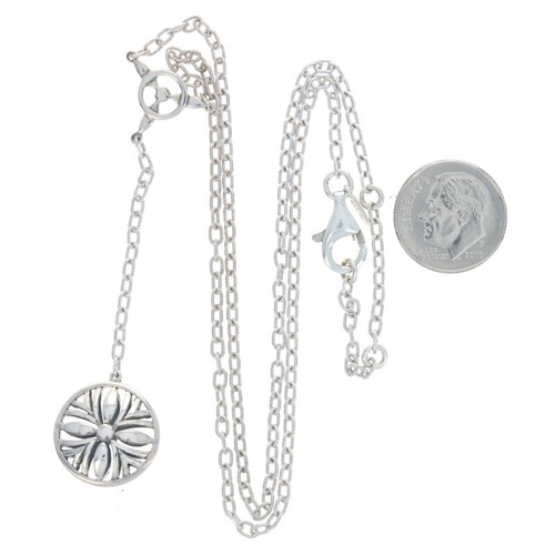 New Flower Drop Pendant Necklace Diamond Sterling Silver 18k Gold 16"-18" Floral - Picture 5 of 9