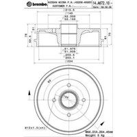 Brembo Bremstrommeln Hinten Ohne Abs-Sensorring FüR Nissan Micra C+C III