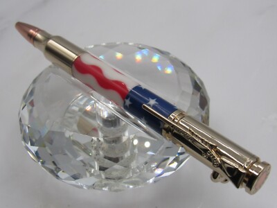 BEAUTIFUL HIGH QUALITY HANDMADE BULLET STARS AND STRIPES ACRYLIC BP PEN