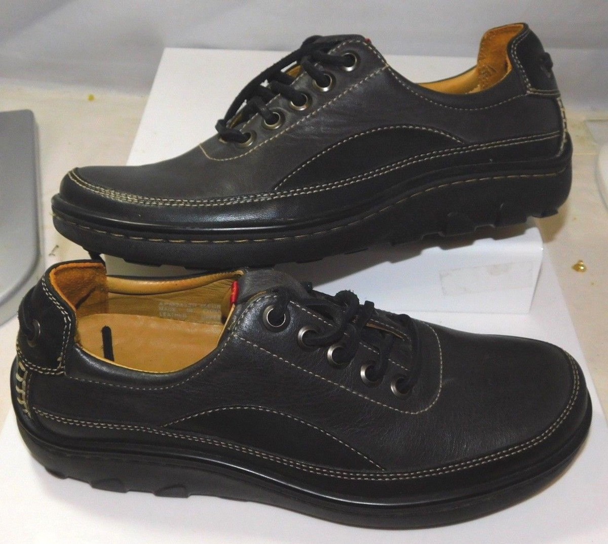 Black Leather Lace up Oxford Walking Shoes EUR 40 US