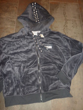 VICTORIAS SECRET PINK RARE FIND BLACK VELOUR FULL ZIP HOODIE S