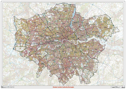 Greater London Authority Boroughs Map - London Boroughs Poster - Imagen 1 de 6