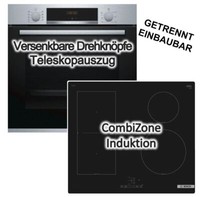 Herdset Bosch Backofen Ecoclean + Induktionskochfeld Combizone Autark 60 Cm Neu