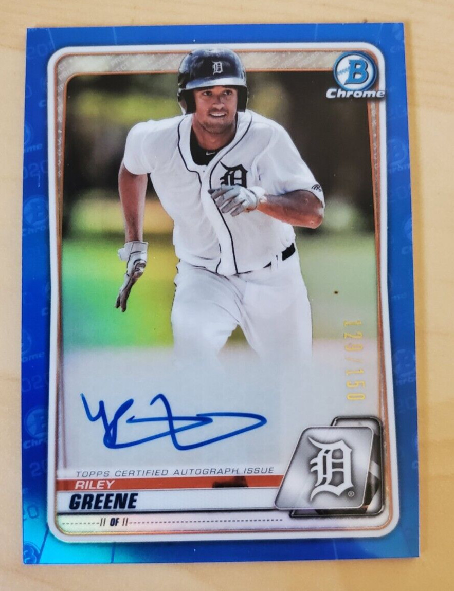 2020 Bowman Chrome Riley Greene Blue Refractor Auto 129/150 #CPA-RG Tigers HOT!!