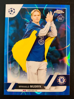 2022-23 Topps Chrome UCC Mykhailo Mudryk Blue Lava refractor card RC PR:50 SSP