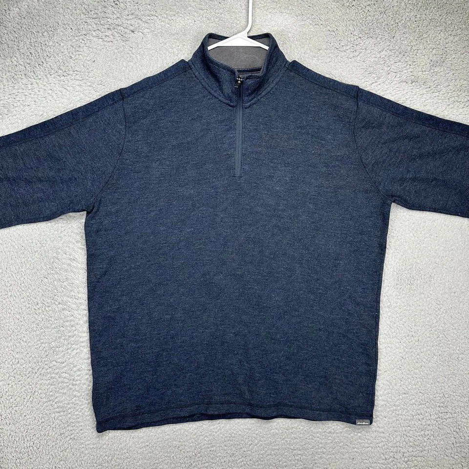 Eddie Bauer Suéter Adulto Grande Alto Azul Cuarto Cremallera Pullover Sudadera Para Hombres Foto 2 de 4