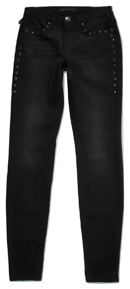 Rock Republic Kashmiere Rebel Babe Skinny Jeans Black Studded Grommet Size 2
