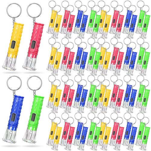 100 Pcs Mini Flashlight Keychain Bulk Assorted Colors Torch Keyring Flashligh...