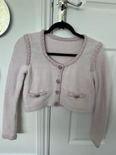 Self-Portrait Pink Knit Crop Cardigan Size S Excellent Condition