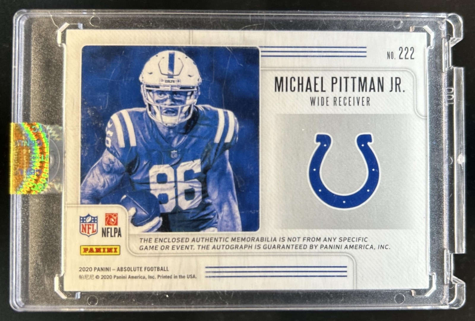 2020 Absolute Michael Pittman Jr. Rookie Premiere Quad Patch Prospect Auto #/75 view 2