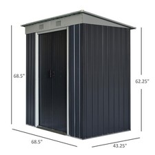 6' x 4' Metal Garden Shed with Double Sliding Doors, Vents  Lock