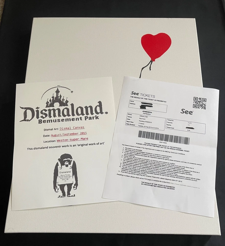 Pintura Banksy Rara Grande Dismaland 2015 con papeleo Foto 4 de 4