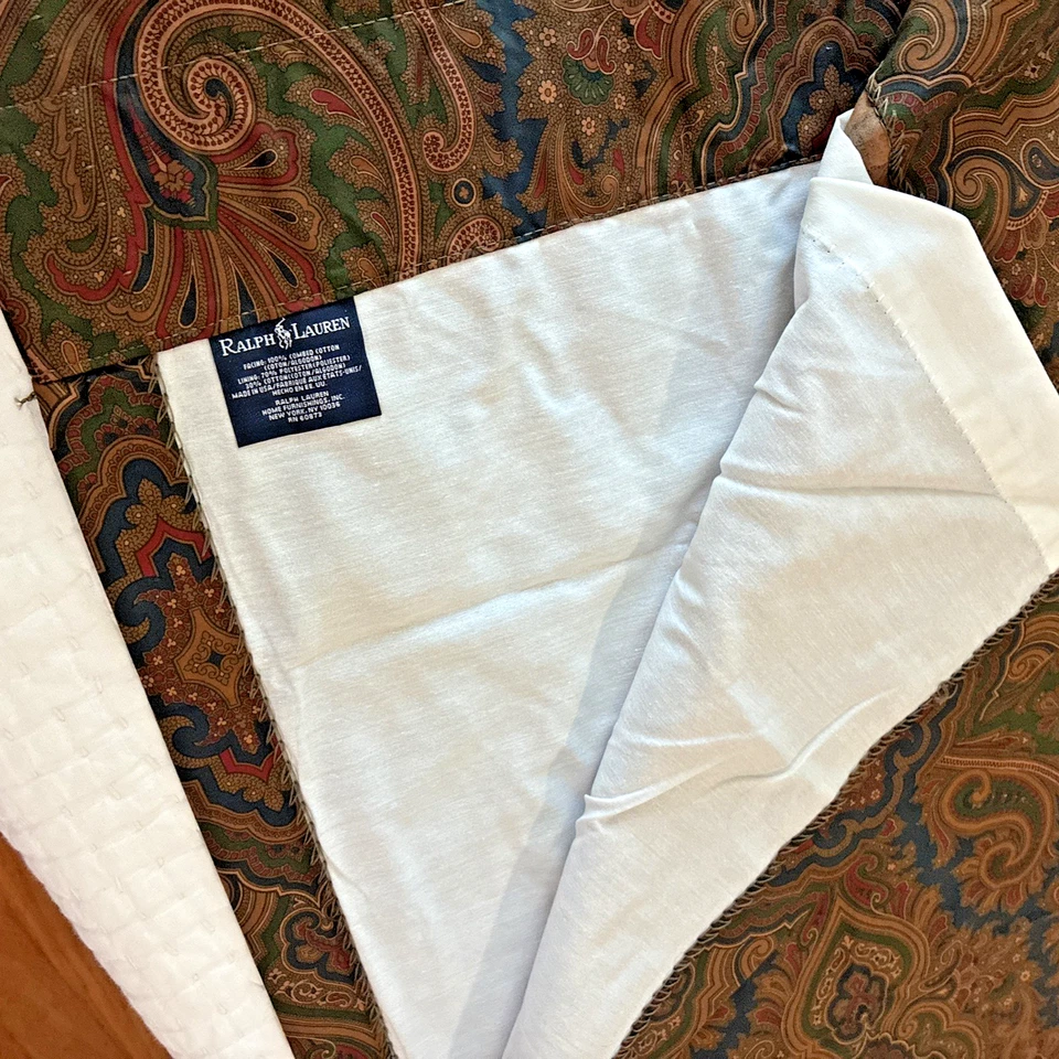 Ralph Lauren Vintage Drapery Panels Pair Elizabeth Paisley 84x84 Excellent - Image 3 of 4