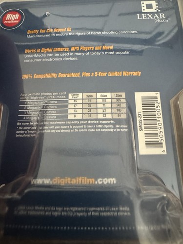 Lexar 32MB SMART MEDIA MEMORY CARD MEW SEALED - Picture 3 of 3