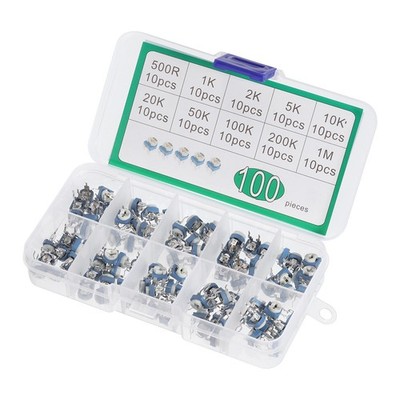 Variable Resistor Assorted Kit 100pcs 500R to 1M Ohm Trimmer Potentiometer