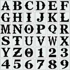 6 Inch Letter Stencils for Painting on Wood, 36Pcs Alphabet Stencils Retro Lette