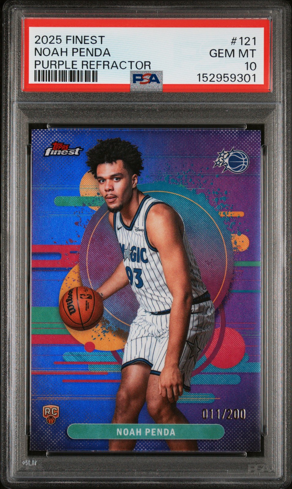 2025 Topps Finest #121 Noah Penda Purple Refractor /200 PSA 10