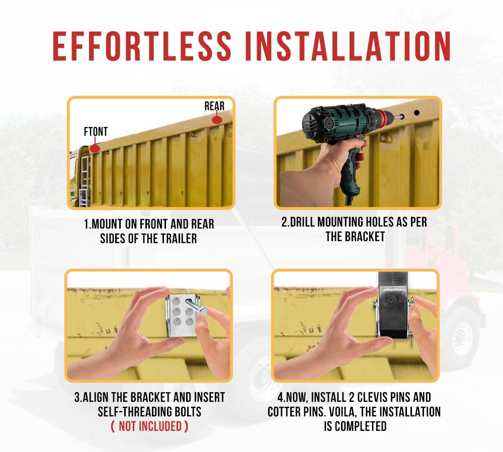 6" Rubber Upright Tarp Stop Kit w/ Easy Stop Bracket for Roll Tarp Systems