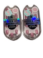 2-Olive & June +Bubble Instant Mani Maximalist Squoval X Short Pink Chrome 42ct