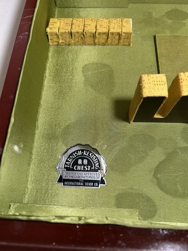 Vintage 1847 Rogers Bros anlaufgeschützte Silberbesteck Truhe Holzkiste Leerkiste - Bild 4 von 24