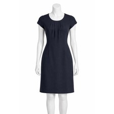Calvin Klein CK Black Pleated Sheath Dress Womens 4 Cap Sleeve Pockets Japan