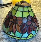 Vintage Floral Stained Glass Lamp Shade Top Only Multi Colored. 7" Diameter