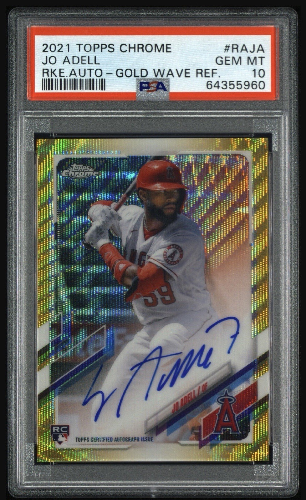 JO ADELL - 2021 Topps Chrome Rookie Auto #RA-JA Gold Wave Refractor  /50 PSA 10