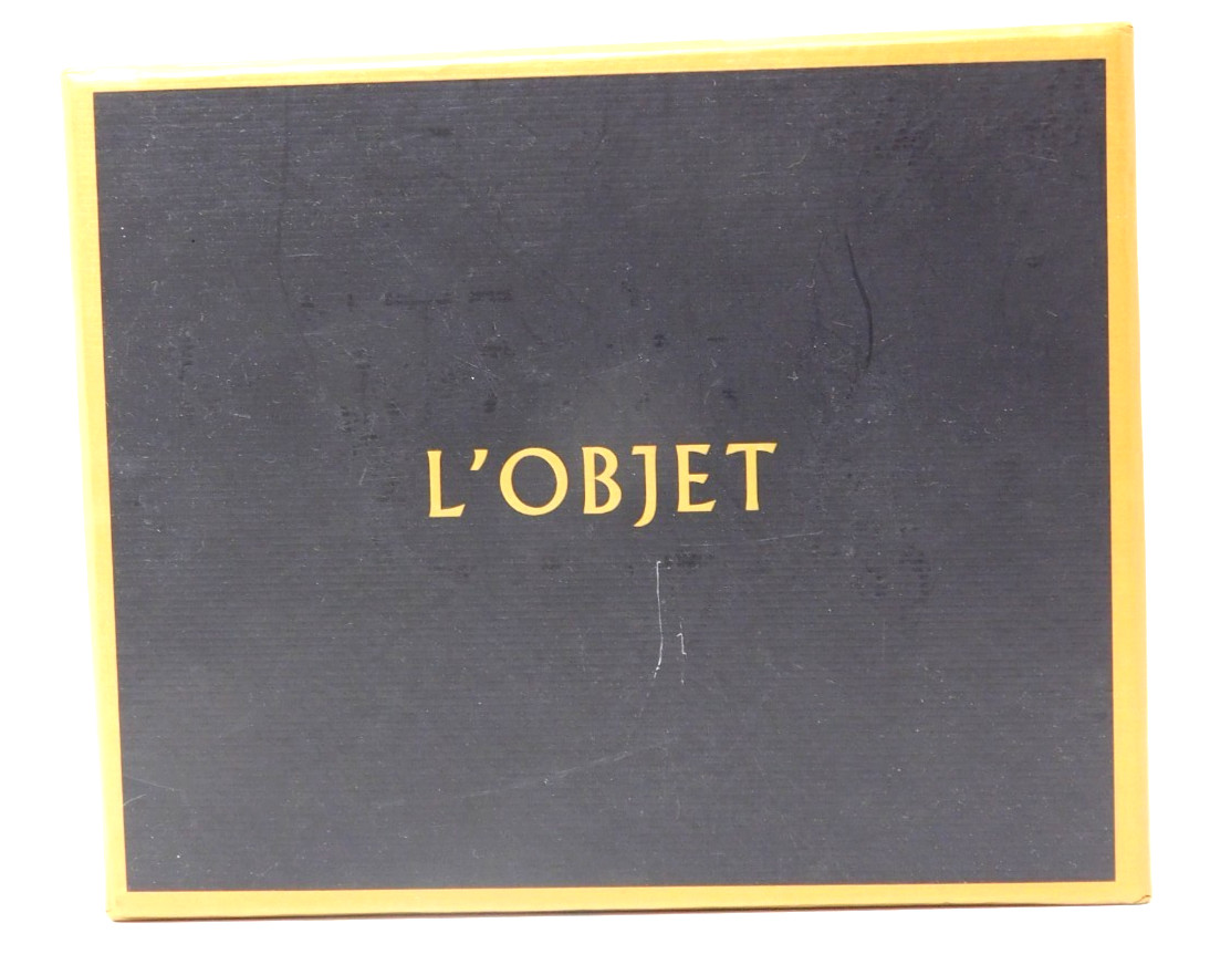 NEW Set of 4 L'Objet Perlee Platinum Napkin Rings in Original Box