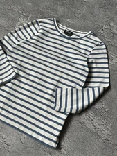 a.p.c. Breton Stripe Mariniere Long Sleeve Cotton Top T Shirt Size M White