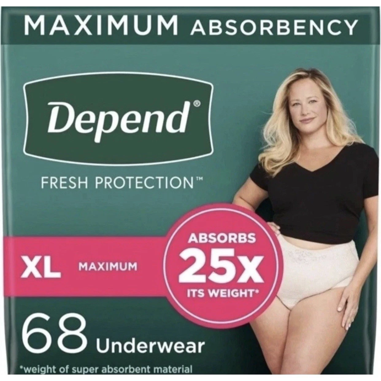 Depend Fresh Protection Advanced, Ultimate Absorbency for Women, XL, 68Ct