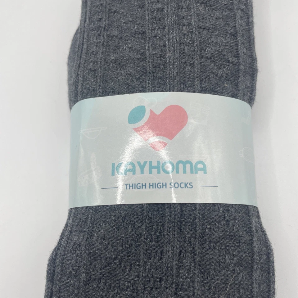 Kayhoma Women's Grey Thigh High Socks Warm Costume Cosplay Halloween - Image 4 of 4