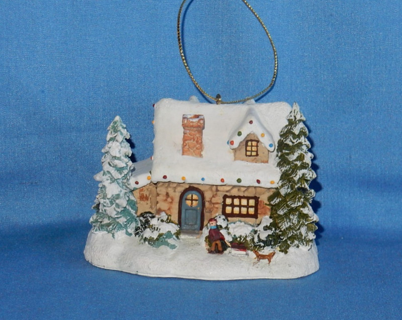 Bradford Thomas Kinkade 2001 Deer Creek Cottage Illuminated Christmas Ornament