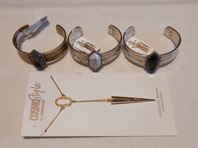 COSMO Style by Cosmopolitan Labradorite Bracelets & 14k Gold Plated Necklace NWT