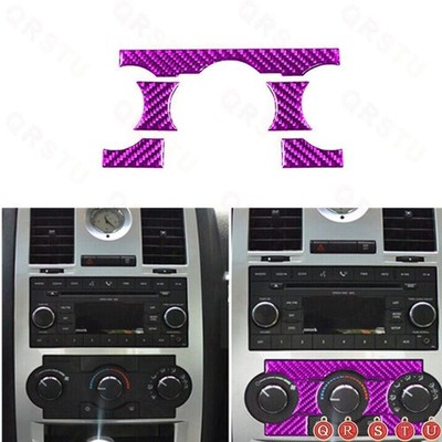 5Pcs Purple Carbon Fiber A/C Climate Control Cover Trim For Chrysler 300 2008-10