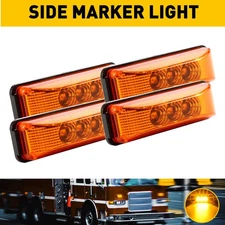 4x Marker Lights 3-LED Truck Trailer Clearance Side Light Amber Waterproof