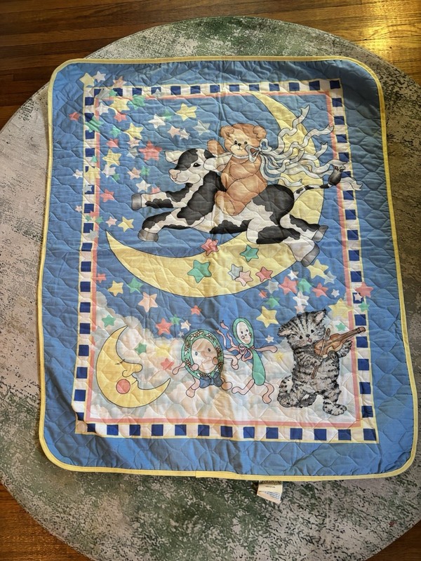 vtg daisy kingdom Quilted Cow Jumped Over The Moon 40 X34” Tapestry