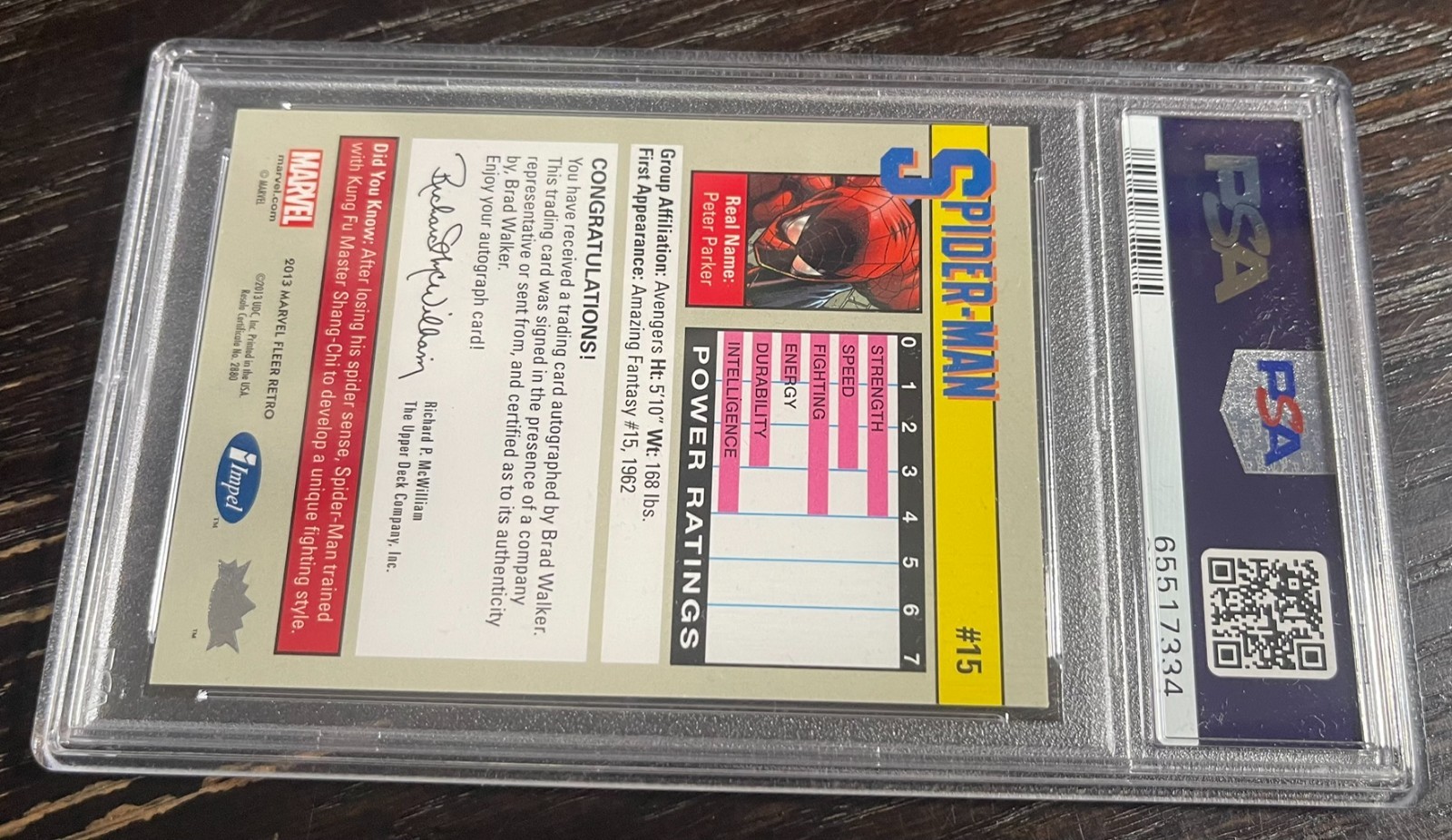 2013 Marvel Fleer Retro 1991 Impel Auto Spider-man Universe Walker 15 PSA 10 view 7
