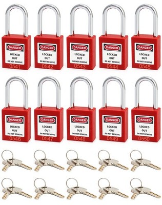 QWORK  Sicherheitsschloss Vorhängeschloss, 10 Vorhängeschlösser mit 20 Schlüsseln, Stahl 10 Stück, 